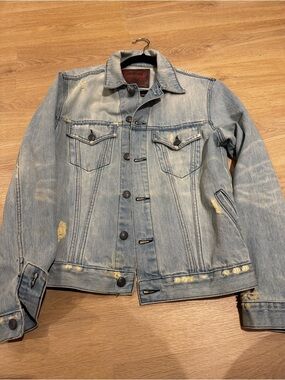 Asbury Park Light Blue Distressed Denim Jacket - Men medium
